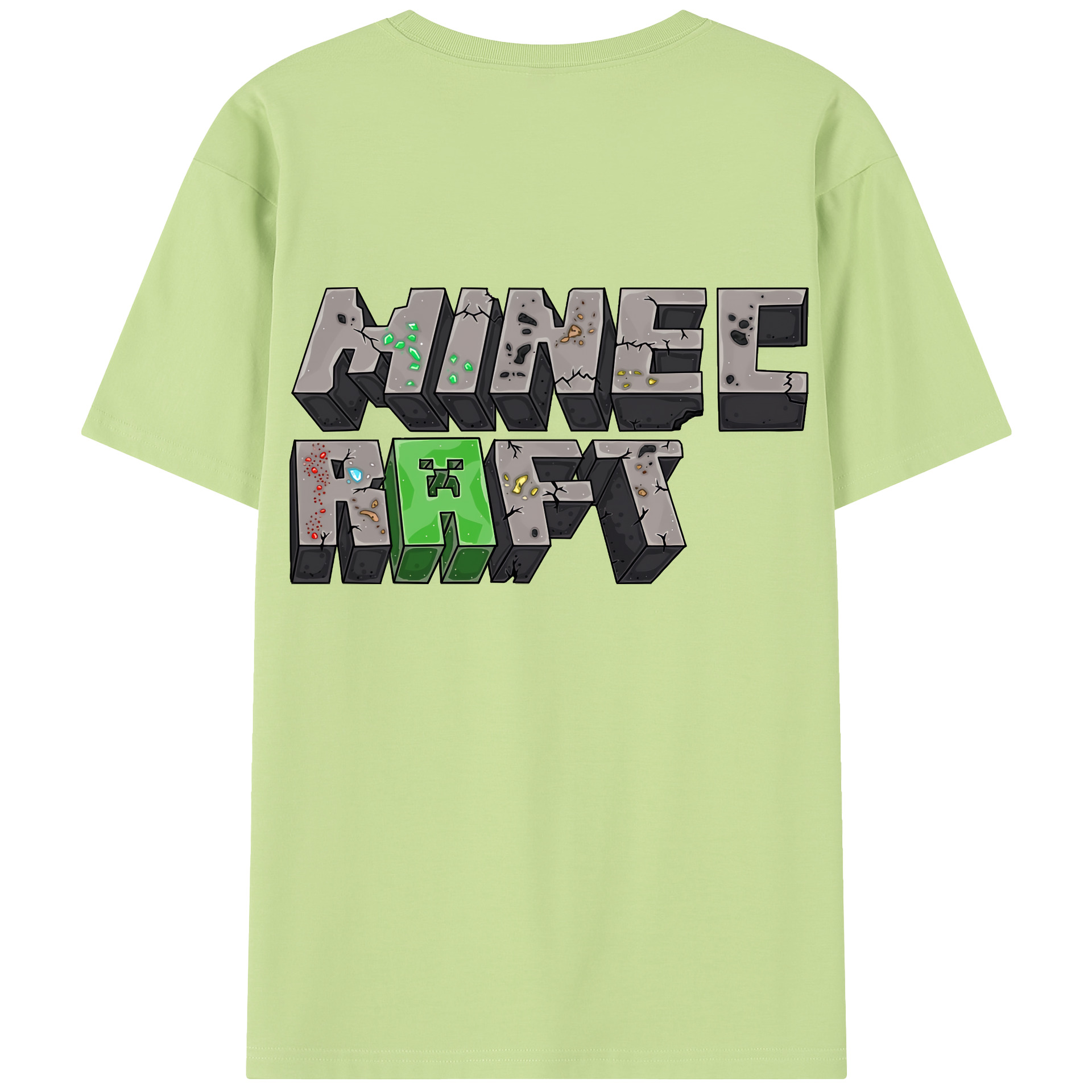 （画像用） マインクラフト ブロックの世界 Minecraft MC Block world 綿100％半袖Tシャツ（背面プリント）
